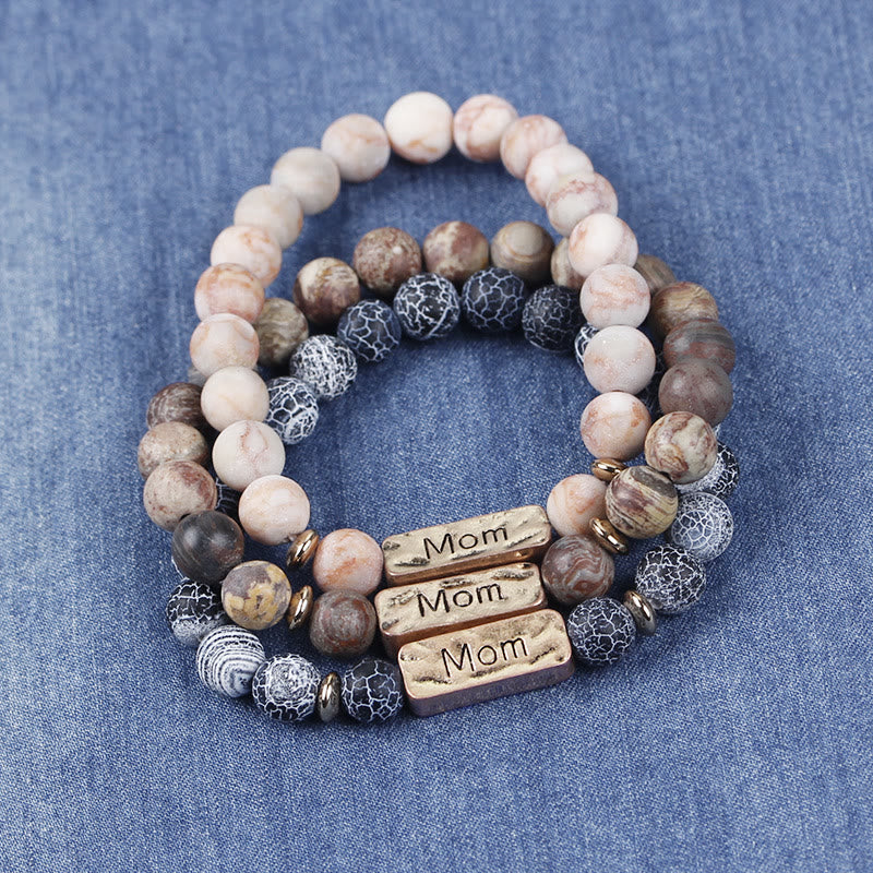 Bracelet gravé avec pierres précieuses naturelles Olivenorma Mom Patience 