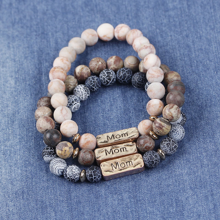 Bracelet gravé avec pierres précieuses naturelles Olivenorma Mom Patience 