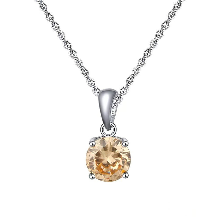 Collier pendentif à quatre griffes en zircon multicolore Olivenorma 