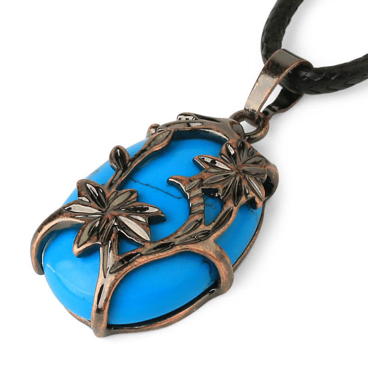 Collier en cristal enveloppé de fleurs en laiton et améthyste Olivenorma