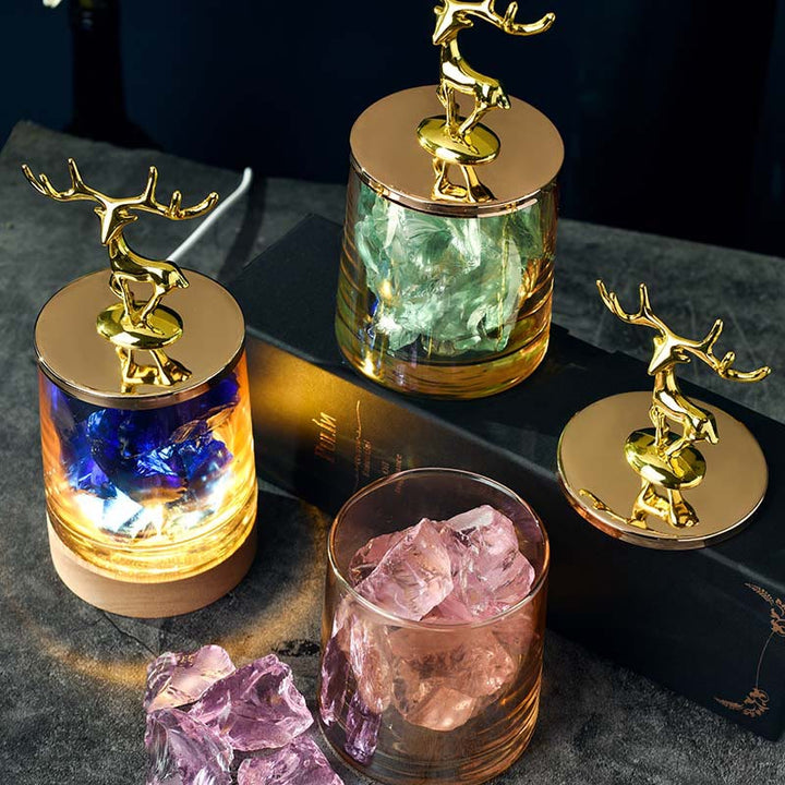 Lampe d'aromathérapie en cristal décoratif sans feu en forme de coupe de cerf Olivenorma