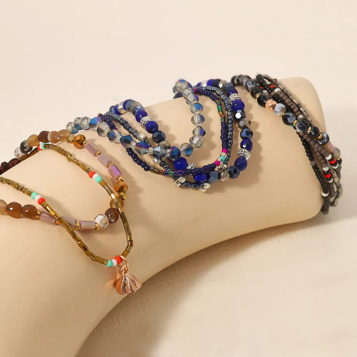 Bracelets de vacances bohèmes à perles rondes Olivenorma