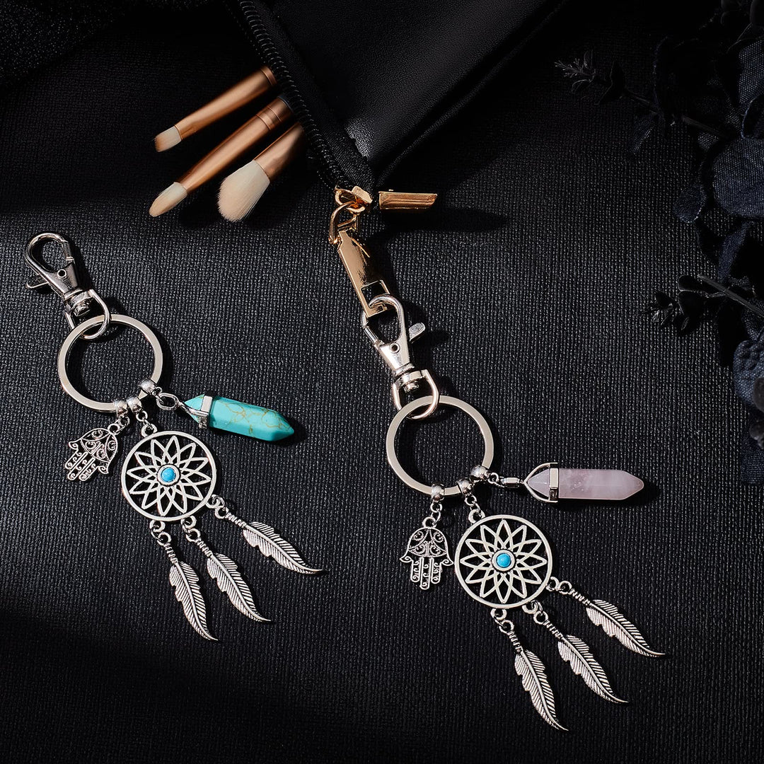 Pendentif attrape-rêves en pierres précieuses naturelles Olivenorma Porte-clés Hamsa 