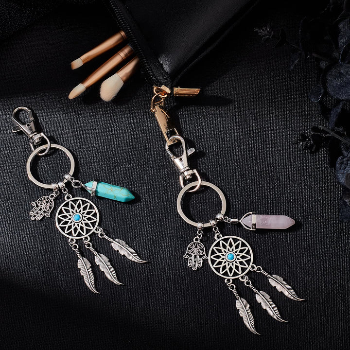 Pendentif attrape-rêves en pierres précieuses naturelles Olivenorma Porte-clés Hamsa 