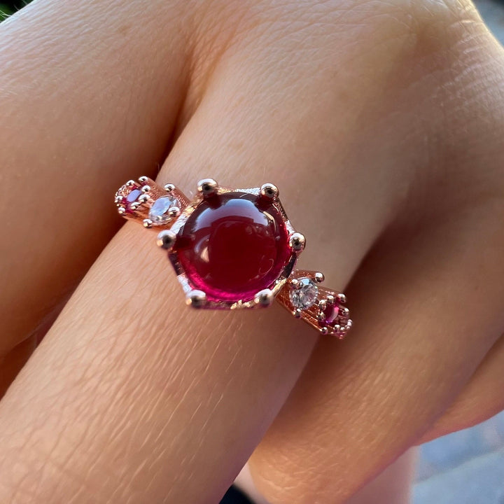 Bague de fiançailles en argent 925 avec grenat Olivenorma