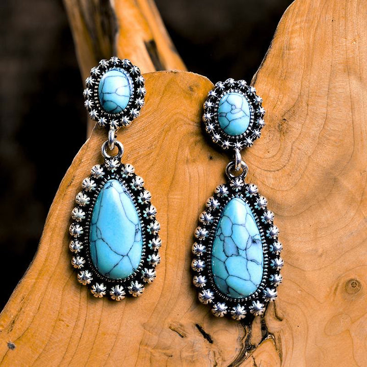 Boucles d'oreilles en argent turquoise en forme de larme Olivenorma