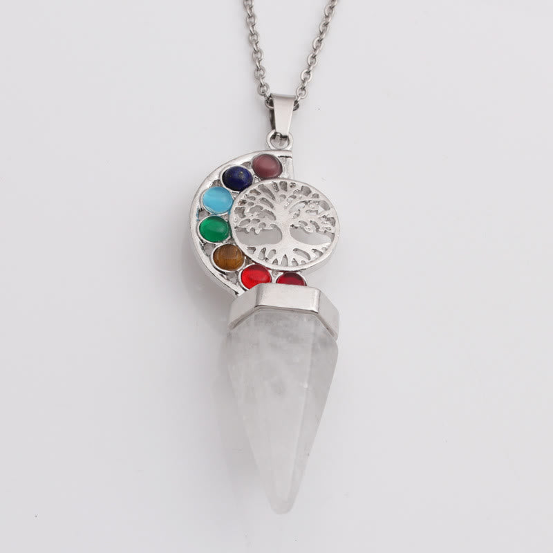 Collier avec pendentif arbre de vie en cristal hexagonal Olivenorma