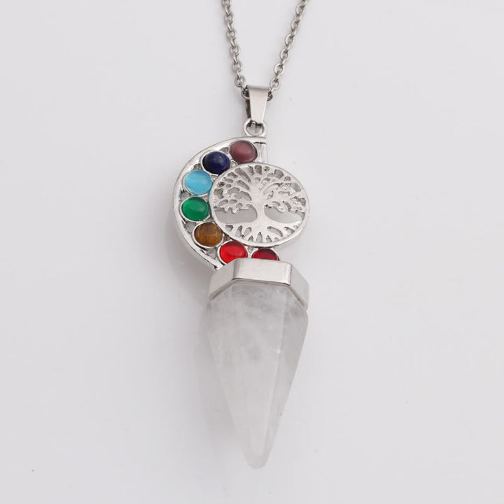 Collier avec pendentif arbre de vie en cristal hexagonal Olivenorma