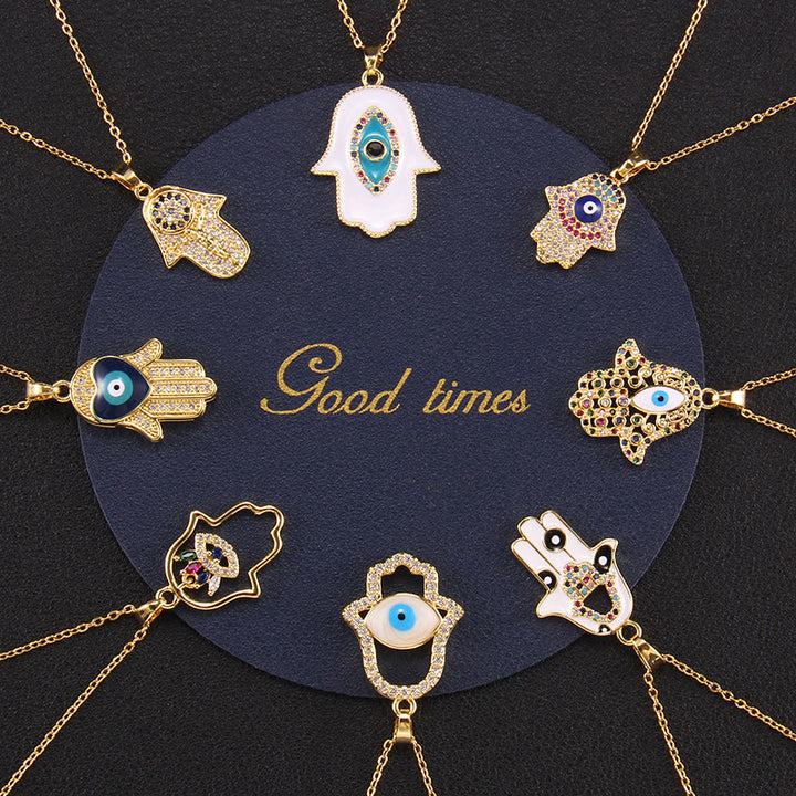 Collier Hamsa avec mauvais œil « Bonne fortune » Olivenorma