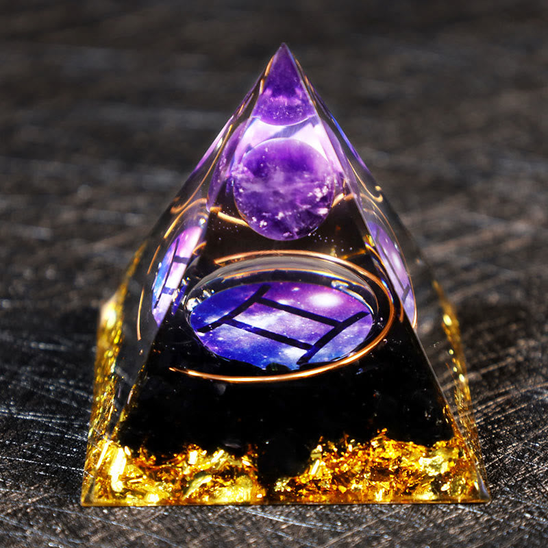 Boule d'améthyste Olivenorma Gravier d'obsidienne Pyramide d'orgone Zodiac Gemini