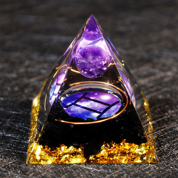 Boule d'améthyste Olivenorma Gravier d'obsidienne Pyramide d'orgone Zodiac Gemini