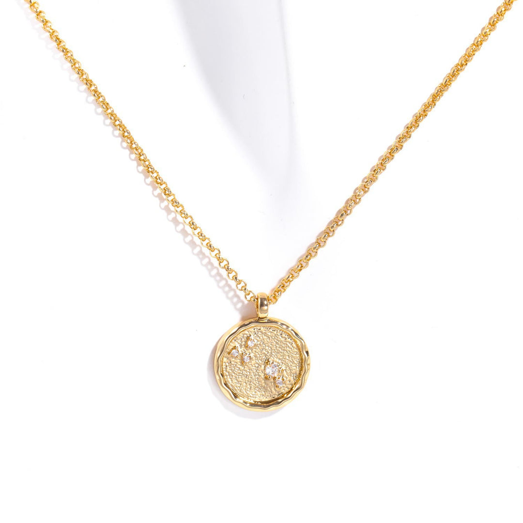 Collier avec pierre de naissance en zircon blanc et signe du zodiaque Olivenorma