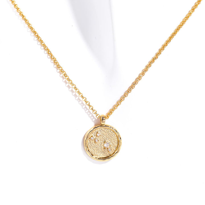 Collier avec pierre de naissance en zircon blanc et signe du zodiaque Olivenorma