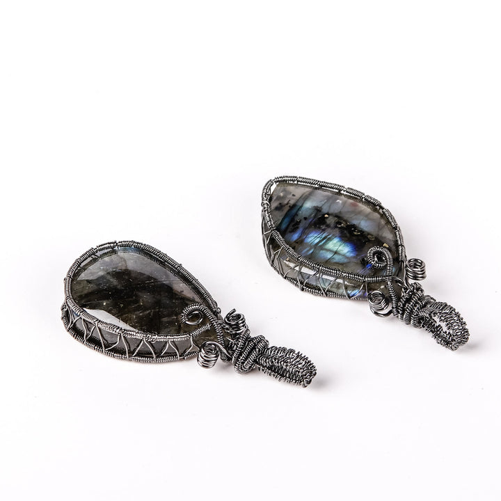 Collier avec pendentif en fil de fer amorphe en labradorite naturelle Olivenorma