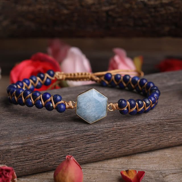 Bracelet tressé en perles hexagonales en cristal brut Olivenorma