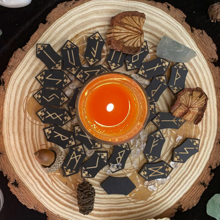 Ensemble de runes gravées sur bois Olivenorma Décoration de méditation d'alchimie de guérison