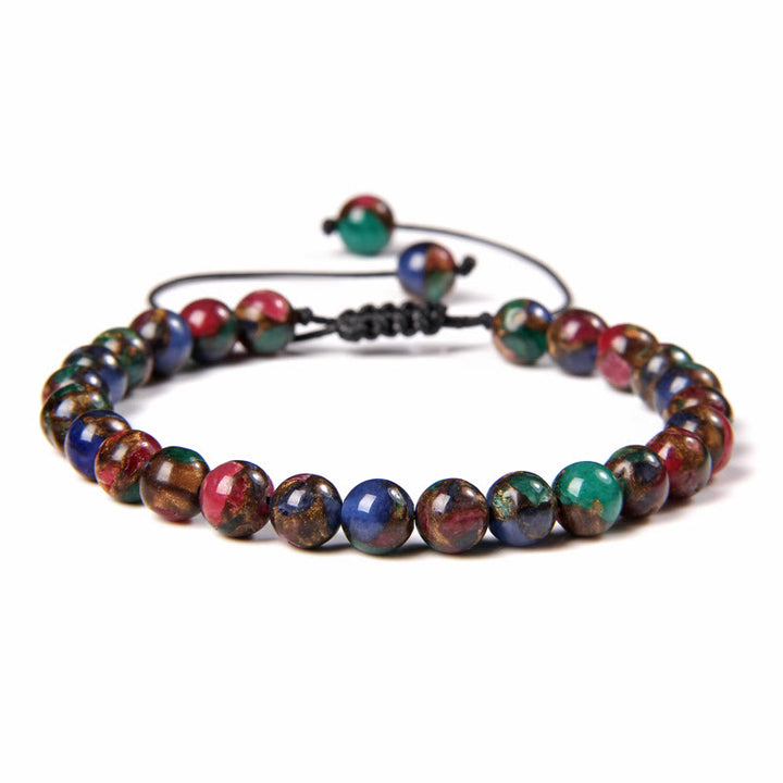 Bracelet tressé en perles de pierre naturelle de 6 mm Olivenorma