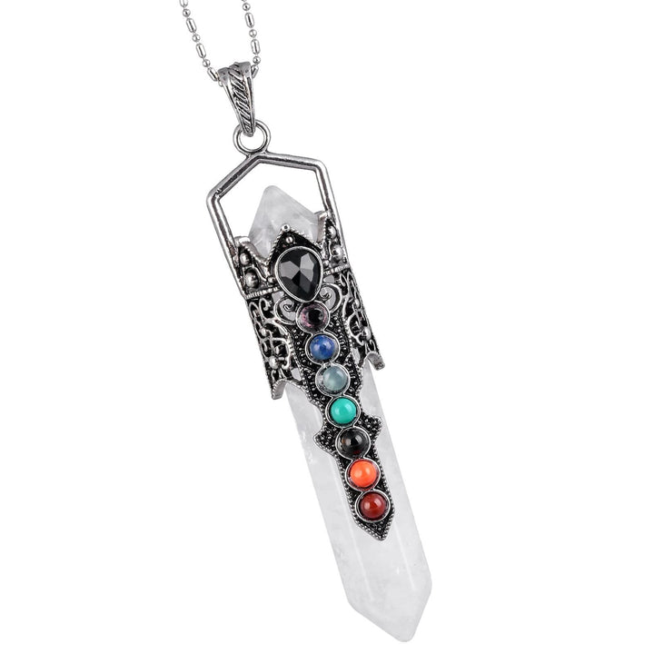 Collier ras du cou avec pendentif en forme de colonne hexagonale en cristal Olivenorma
