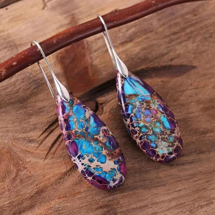Boucles d'oreilles Olivenorma en forme de goutte avec pierre empereur