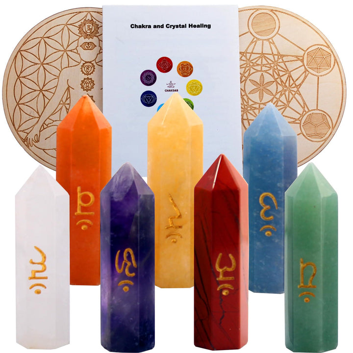 Ensemble de baguettes de cristal décoratives pour chakras de guérison Olivenorma