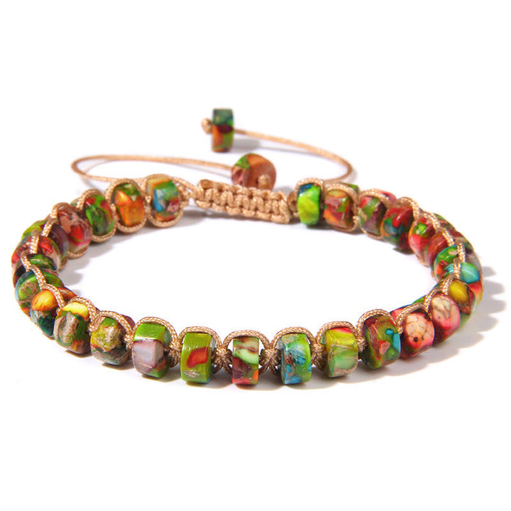 Bracelet tissé en perles de pierre naturelle Olivenorma