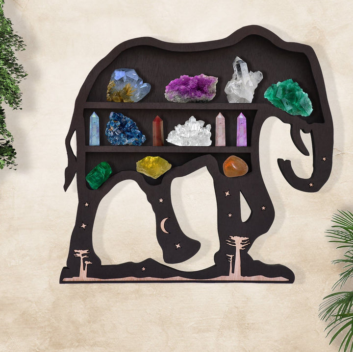 Étagère de présentation en cristal noir éléphant Olivenorma