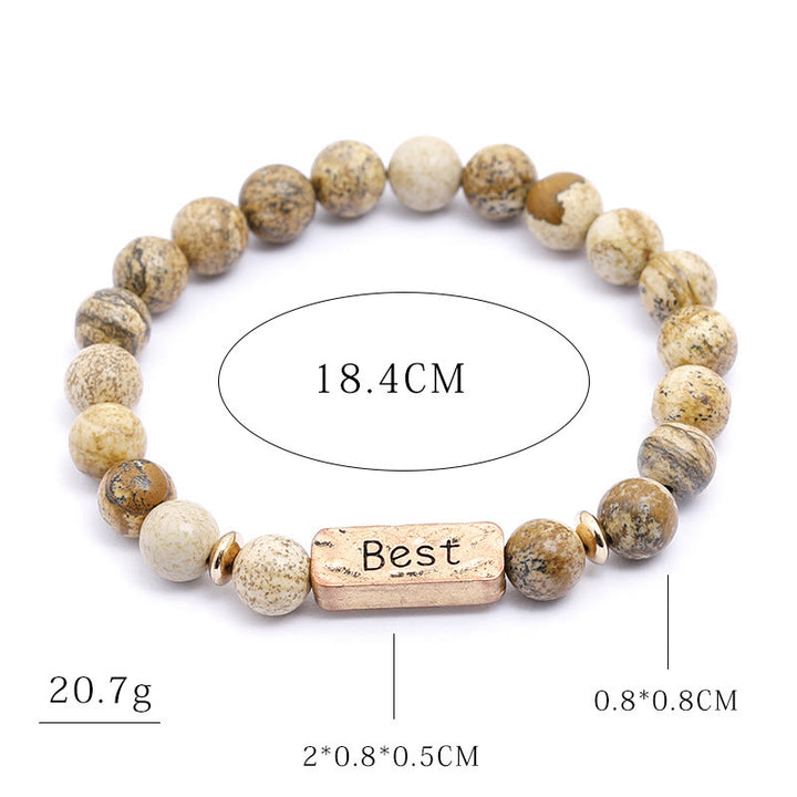 Bracelet avec gravure en pierres précieuses naturelles Olivenorma