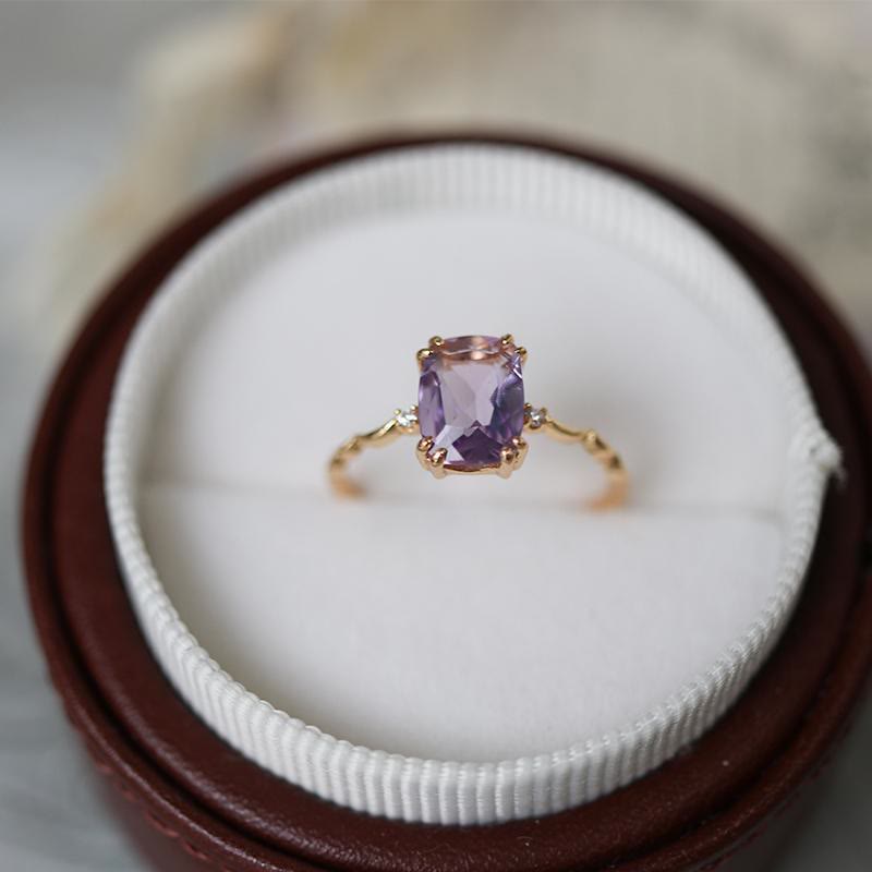 Bague Olivenorma en forme de vague avec cube de sucre en améthyste - Or - 8 - image 0