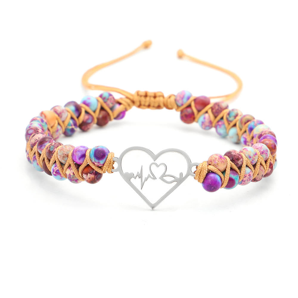 Bracelet en forme de cœur creux tissé à la main en pierre empereur violette Olivenorma Bohemia 