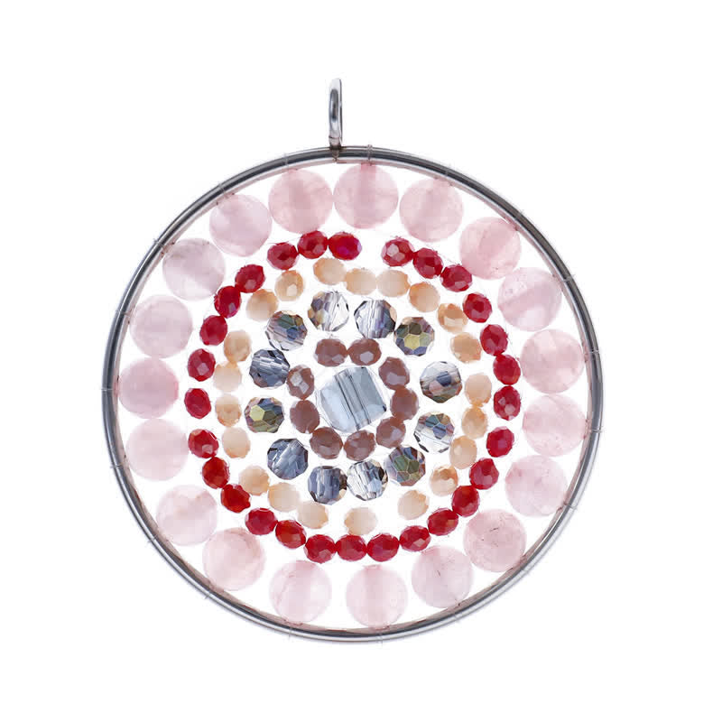 Collier avec pendentif rond en cristal et fleur de datura Olivenorma