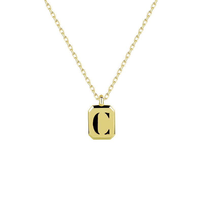 Collier Initiale Personnalisable en Or Olivenorma - Obsidienne - C - image 6