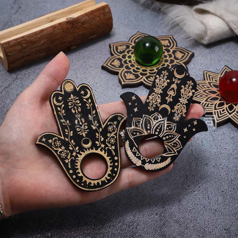 Présentoir à boules de cristal en forme d'aile de Hamsa Olivenorma