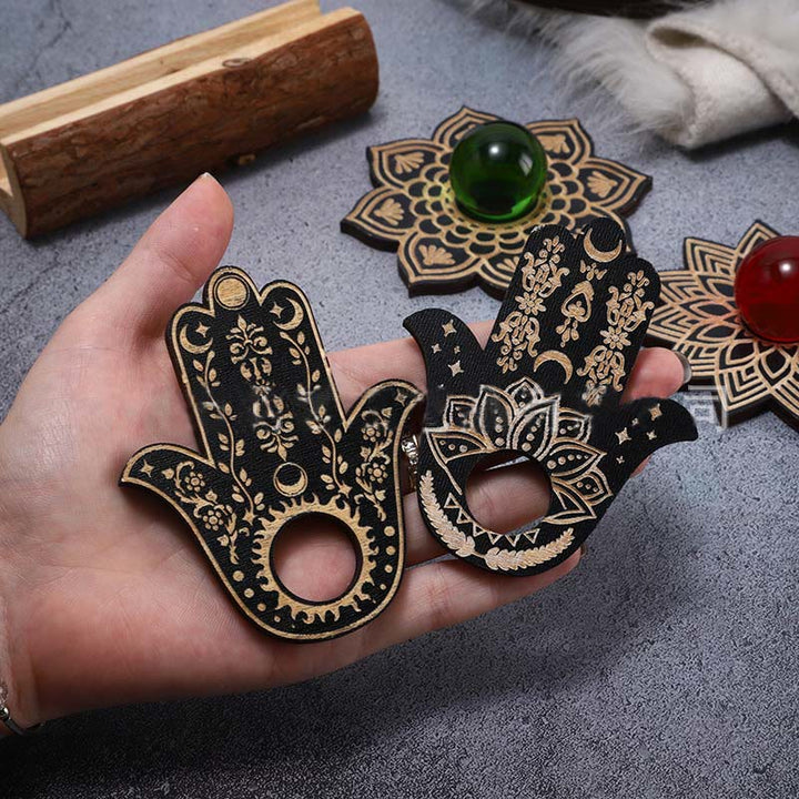 Présentoir à boules de cristal en forme d'aile de Hamsa Olivenorma