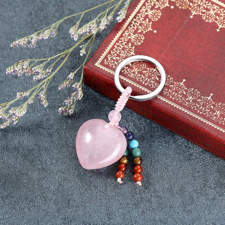 Porte-clés en forme de cœur en cristal naturel Olivenorma