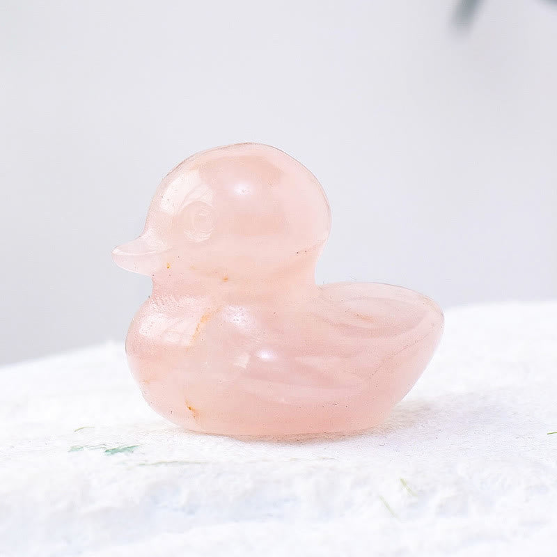 Décoration en pierre précieuse sculptée en forme de canard en cristal de quartz Olivenorma de 1,2 pouce