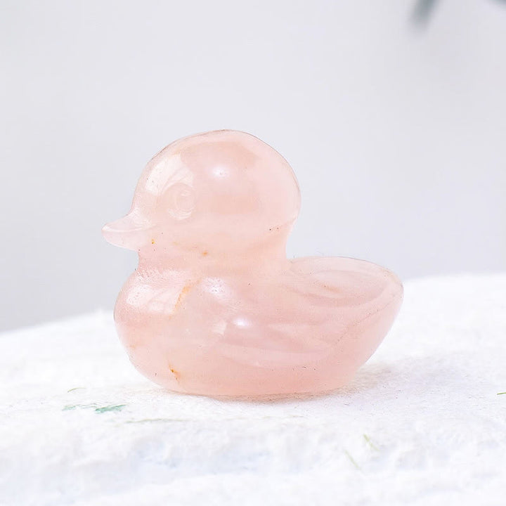 Décoration en pierre précieuse sculptée en forme de canard en cristal de quartz Olivenorma de 1,2 pouce