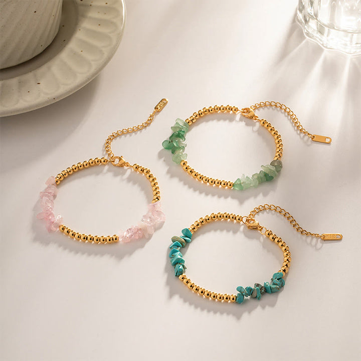 Bracelet en perles d'or en cristaux naturels concassés Olivenorma