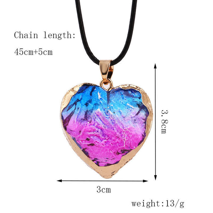 Collier créatif en cristal de fluorite en forme de cœur