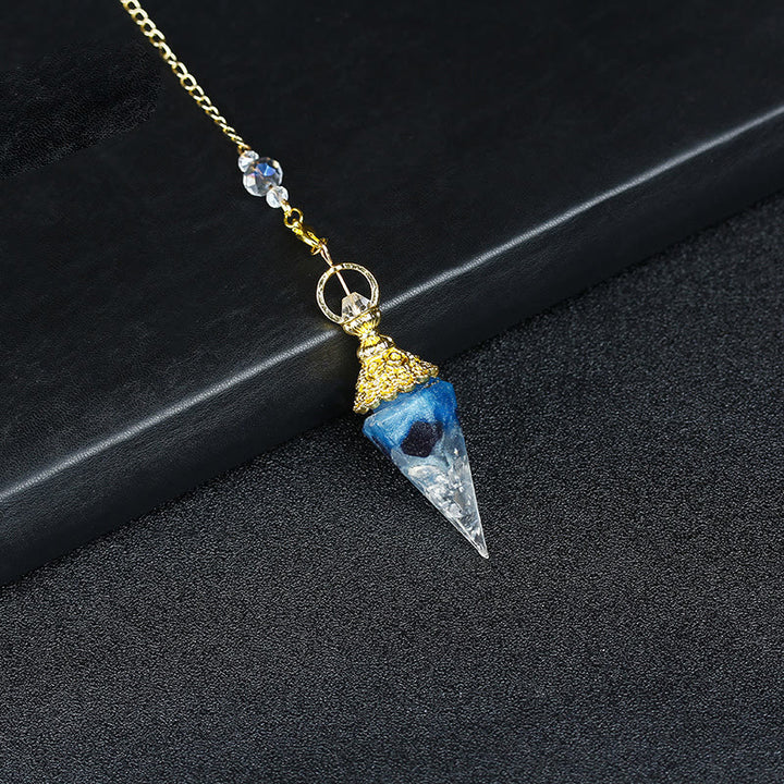 Pendule pyramidale hexagonale en cristal résineline naturelle Olivenorma