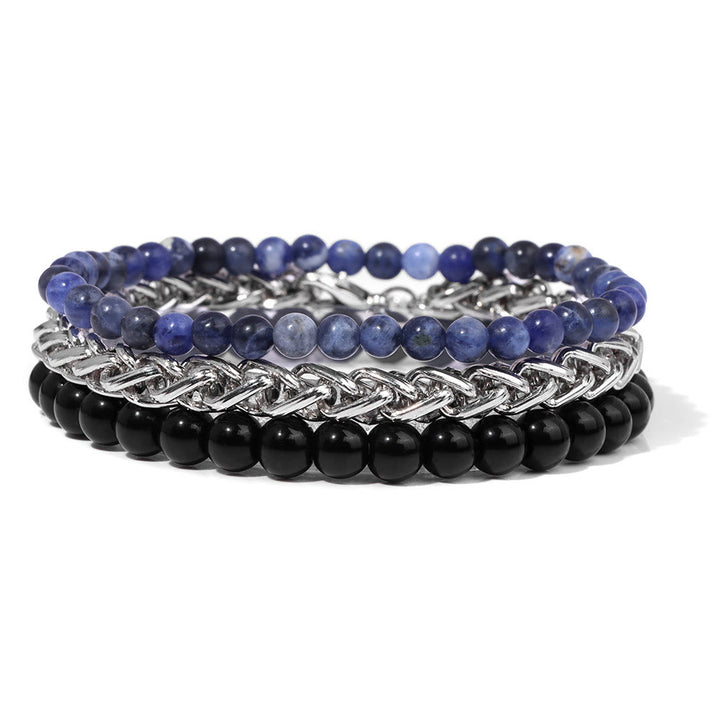 Ensemble de bracelets rétro en pierre rose Olivenorma « Paix et calme »