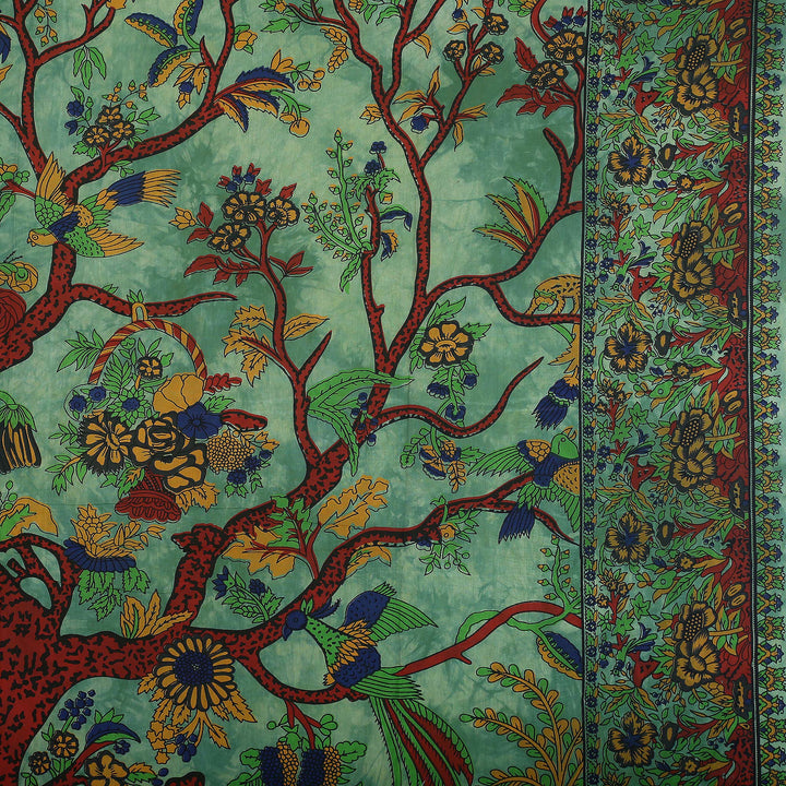 Tapisserie murale psychédélique à motif d'arbre de vie vert Olivenorma