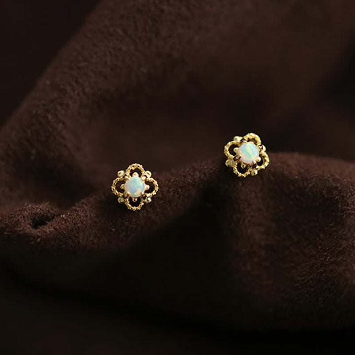 Boucles d'oreilles rhombiques délicates en opale vintage Olivenorma 