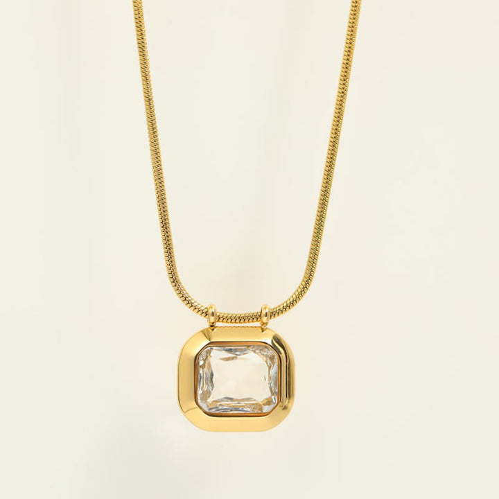 Collier coulissant en acier inoxydable avec cristaux blancs Olivenorma