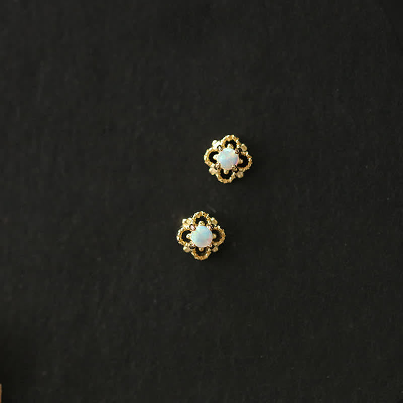 Boucles d'oreilles rhombiques délicates en opale vintage Olivenorma 