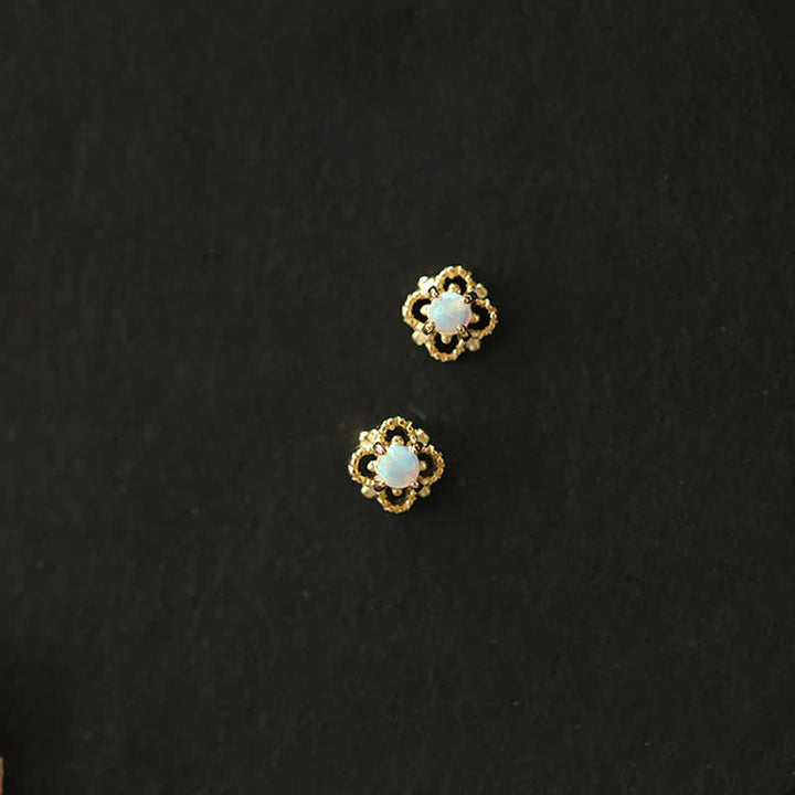 Boucles d'oreilles rhombiques délicates en opale vintage Olivenorma 