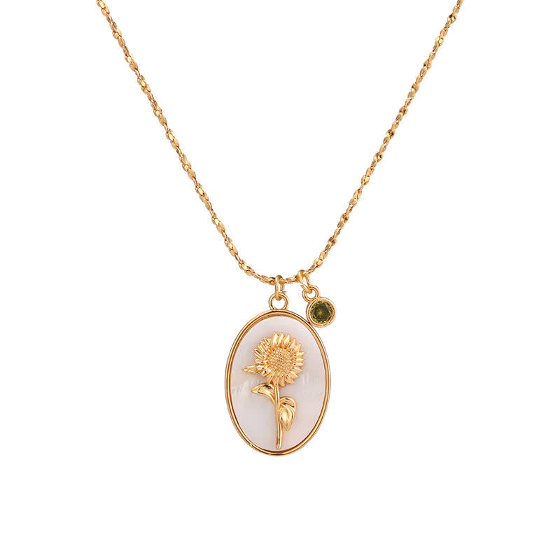 Collier avec pierre de naissance et fleur de naissance Olivenorma - Août - Coquelicot - image 8