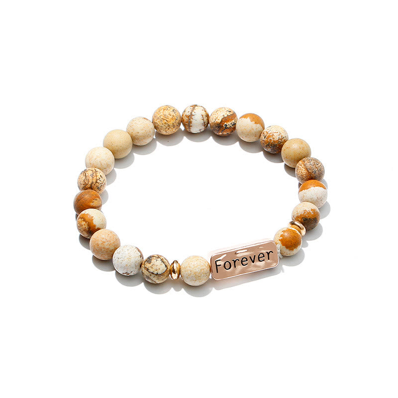 Ensemble de 3 bracelets gravés Olivenorma Natural Gemstone Best Friend Forever 