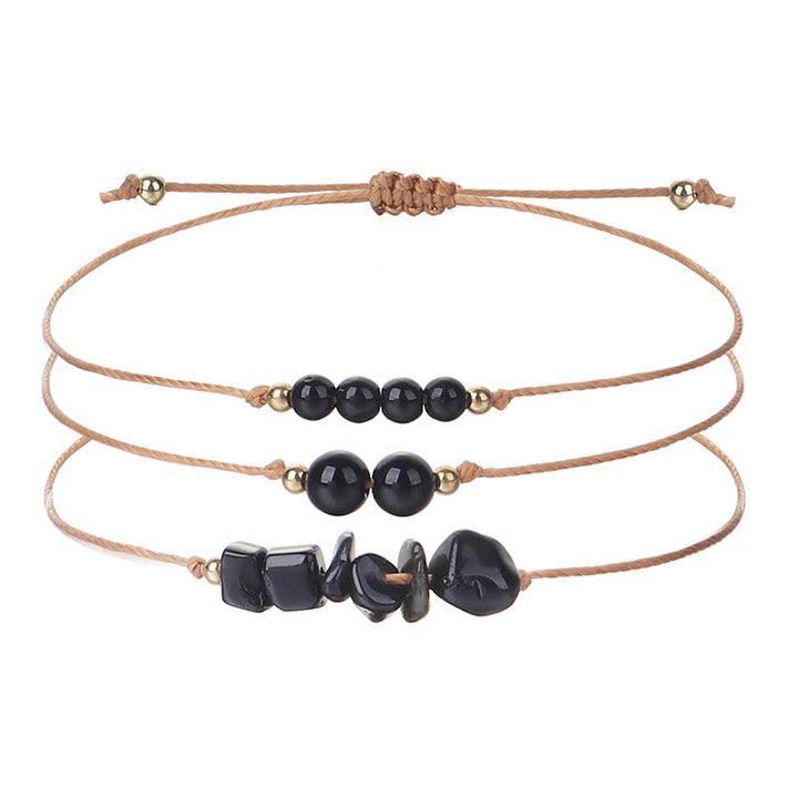 Ensemble de bracelets tressés en perles de gravier Olivenorma 