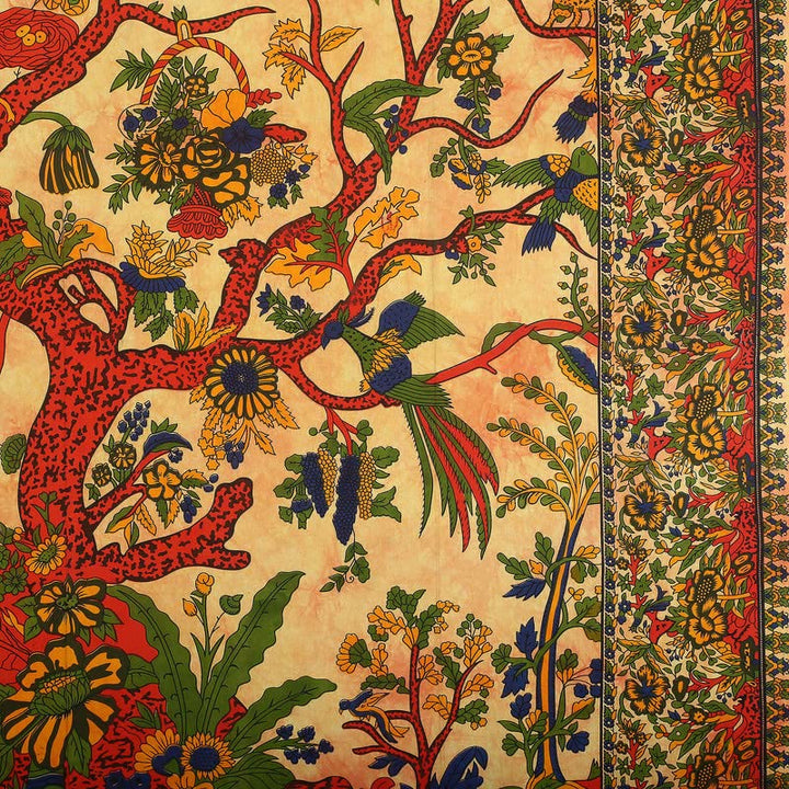 Tapisserie murale psychédélique à motif d'arbre de vie vert Olivenorma