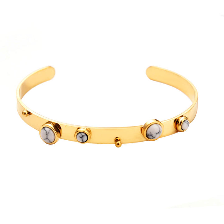 Bracelet ouvert en pierre naturelle de style ethnique bohème Olivenorma